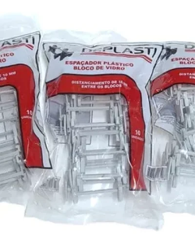 ESPAÇADOR PLASTICO P BLOCO DE VIDRO 10PÇ DEPLASTI